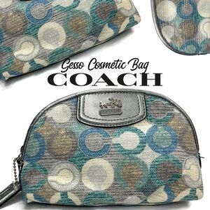 Coach Gesso Optic C Cosmetic Rare Make-Up Bag Blue